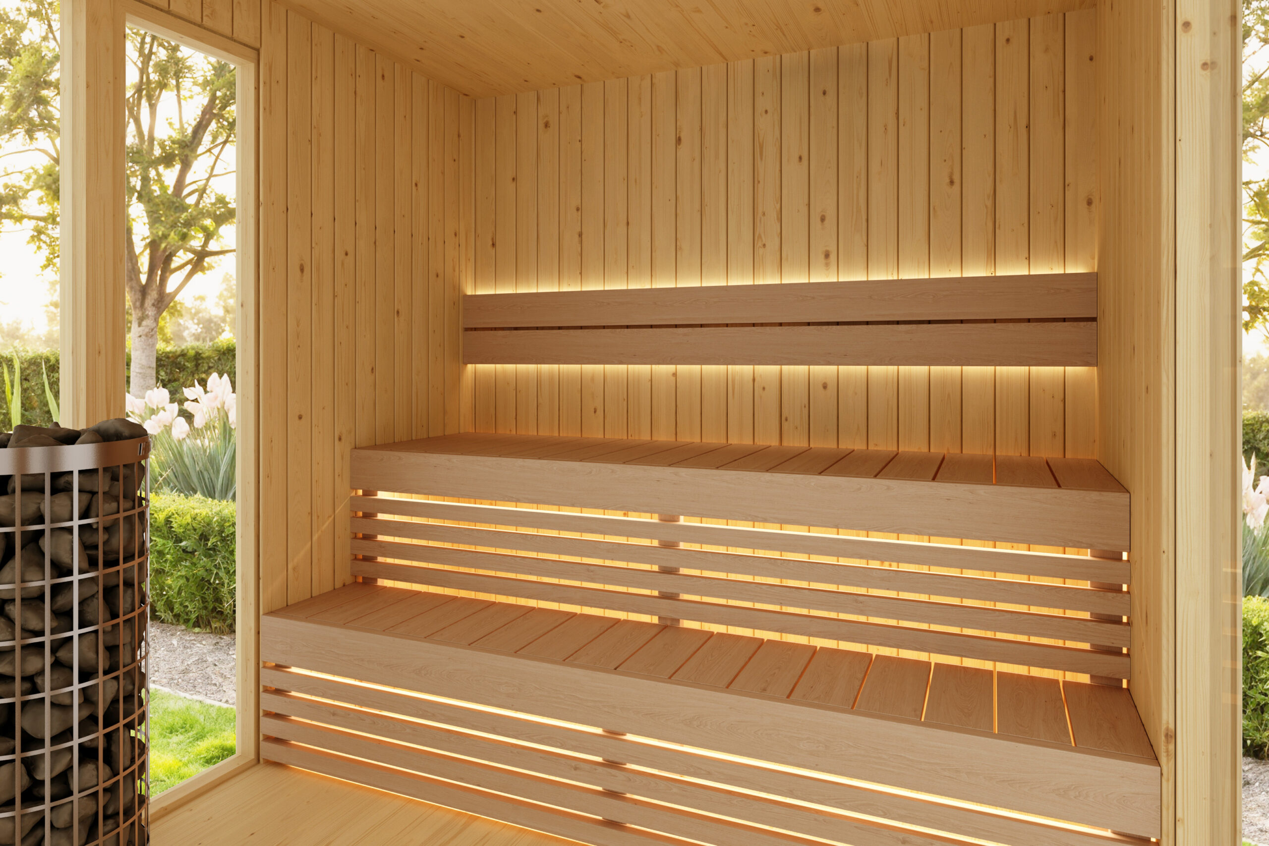 NEW! Arcos M Sauna Black with Curved Glass