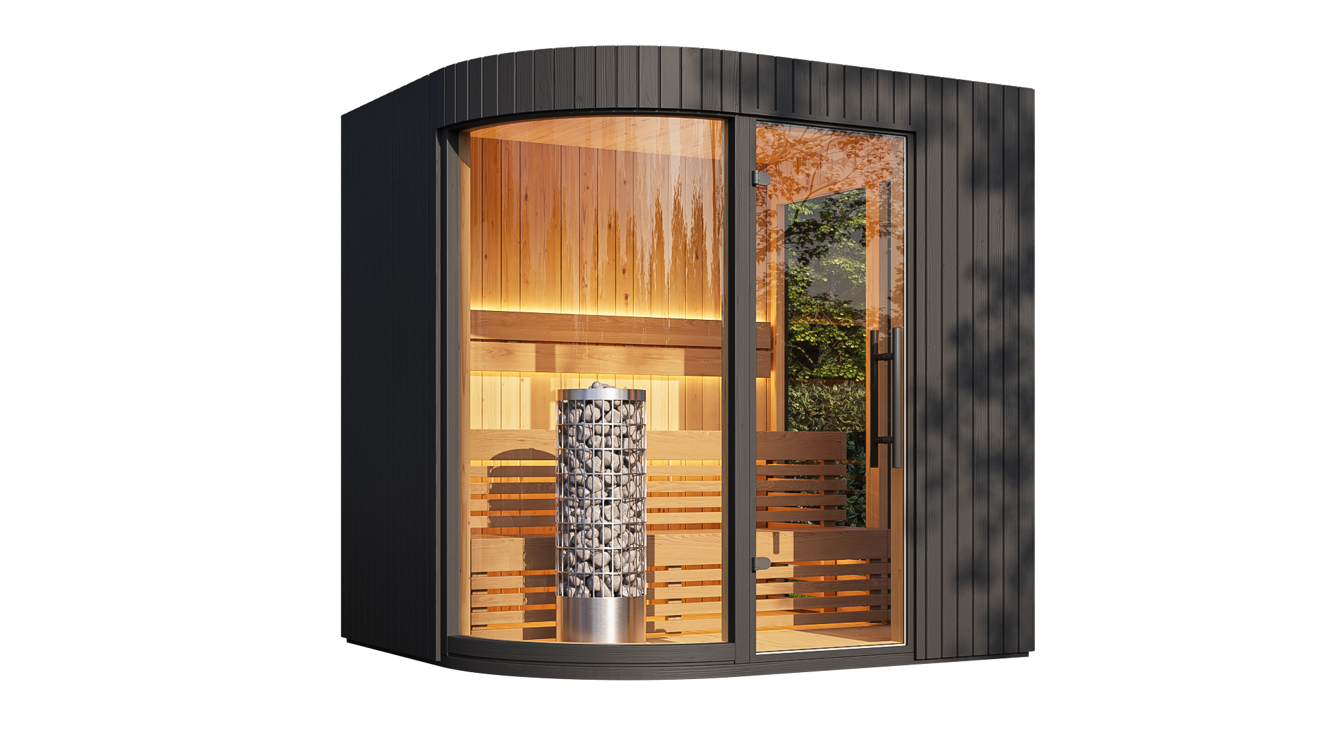 NEW! Arcos S Sauna Black with Curved Glass