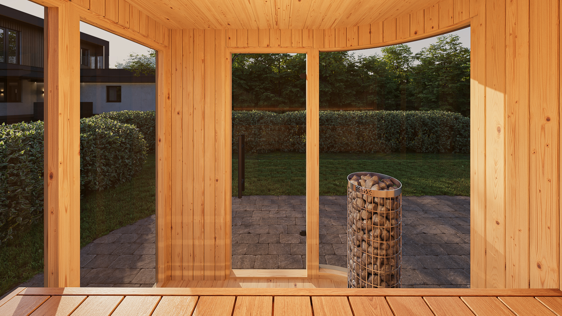 NEW! Arcos S Sauna Natural with Curved Glass