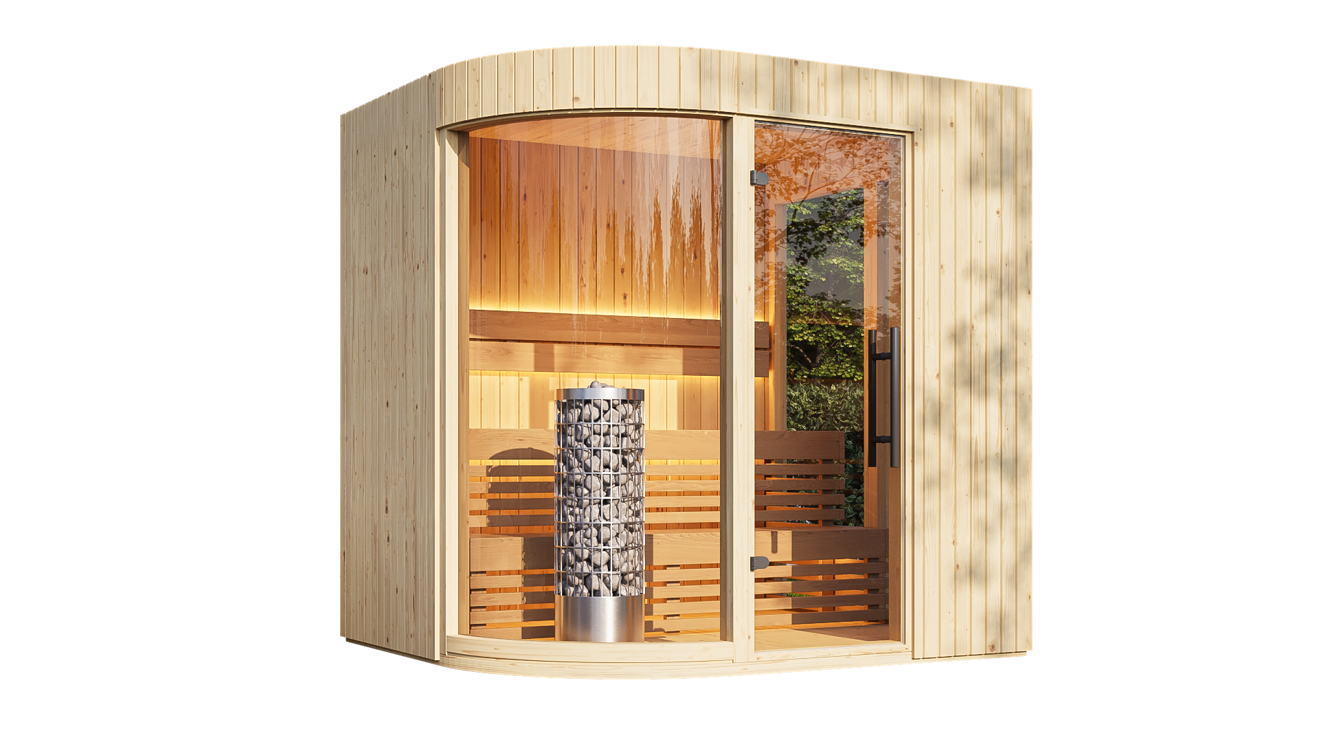 NEW! Arcos S Sauna Natural with Curved Glass