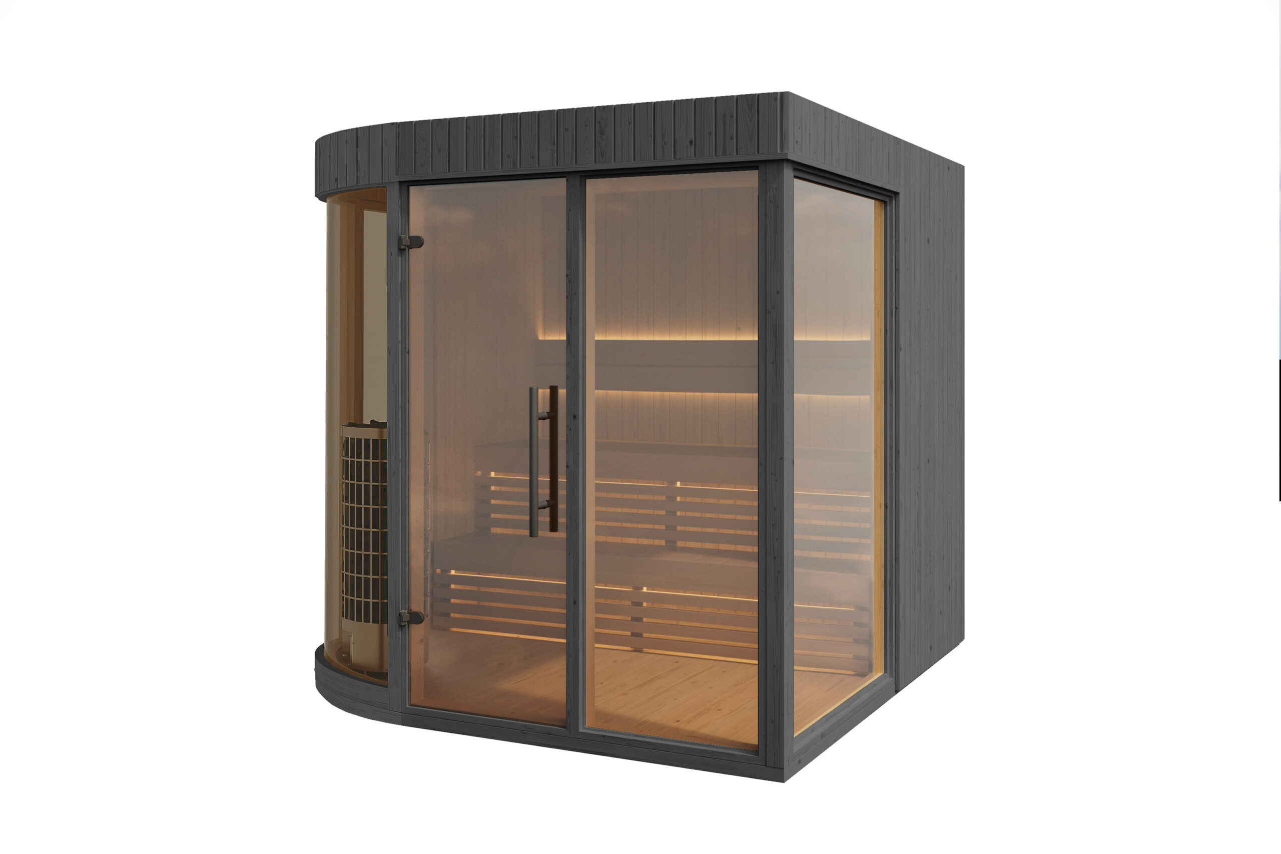 NEW! Arcos M Sauna Black with Curved Glass